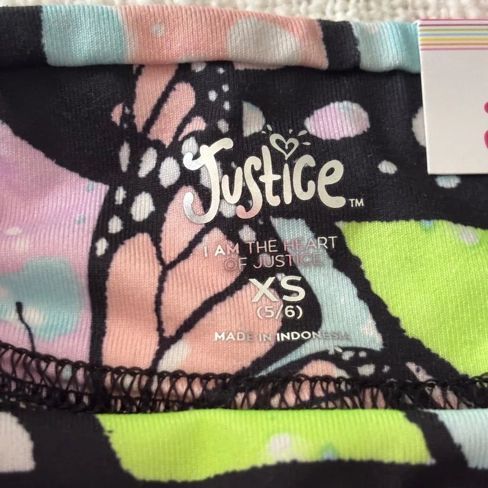 Justice Girls Ankle Leggings Bundle XS 5/6 Butterfly Tie Dye Colorblock 3 Pack